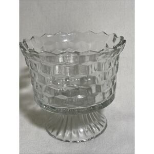Vintage Fostoria American Footed Trifle Bowl 1950’s Cubist Pattern 6"